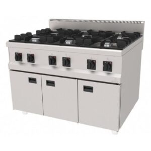 Koketopp med underskap | Gass | 6 bluss x10kw/LPG | B120xD90xH30cm – Atalay AGO-890 S
