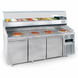 Pizzabenk med granittopp og kjølebrønn | 3-dørs | 10GN | B210xD80xH85/109cm – Frenox BZT210 / DSP210