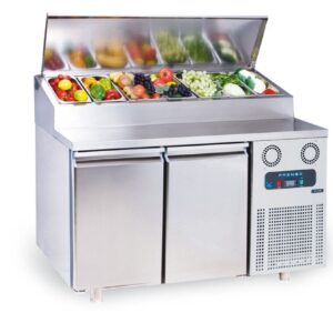 Pizzabenk / Saladette med brønn | 2-dørs | B140xD70xH85/109cm - Frenox MGN2