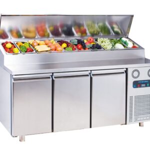 Pizzabenk / Saladette med brønn | 3-dørs | B187xD70xH85/109cm - Frenox MGN3