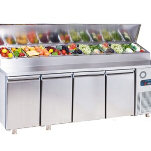 Pizzabenk / Saladette med brønn | 4-dørs | B233xD70xH85/109cm - Frenox MGN4