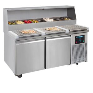 Pizza kjølebenk | 9x1/3GN | 2 Dørs | B166xD93xH90/150cm - Frenox PIZ-166