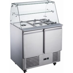 Saladette med glasstopp | 2 Dører | 15x1/6 GN | B90xD70xH90/133cm – Adexa S900CG